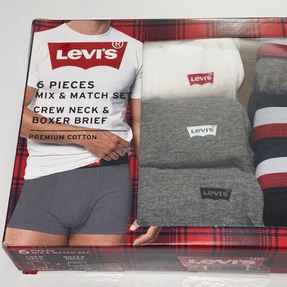 LEVIS 6 PIECE MIX & MATCH SET BOXER AND CREW NECK TSHIRTS SMALL NEW - Picture 3 of 10